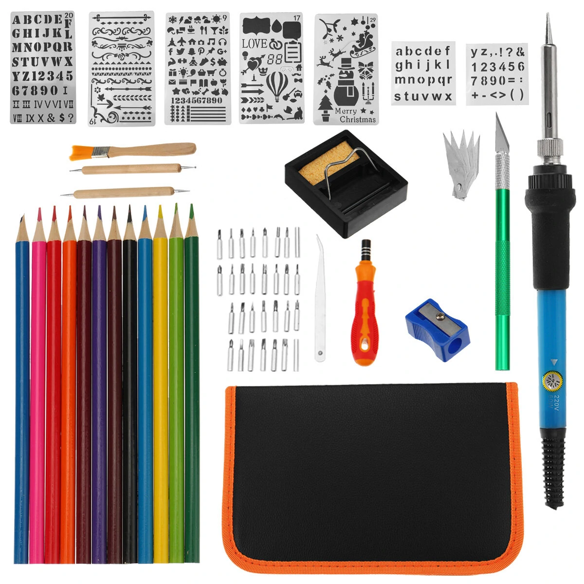60W Adjustable Temperature Electric Soldering Iron Kit - 101Pcs 220V/110V DIY Welding Tool