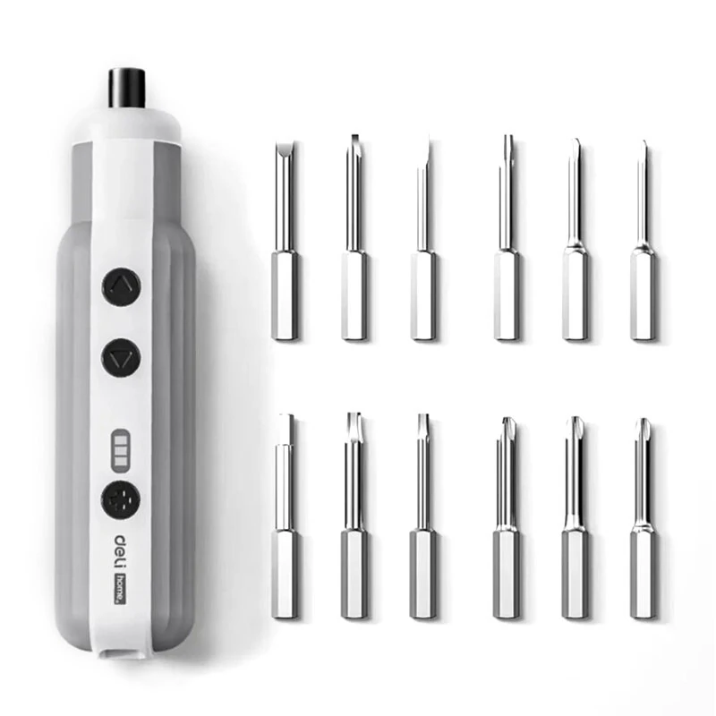 DELI Cordless Electric Screwdriver 3.6V | 3 Nm Torque, Type-C Fast Charging & 12 S2 Steel Bits