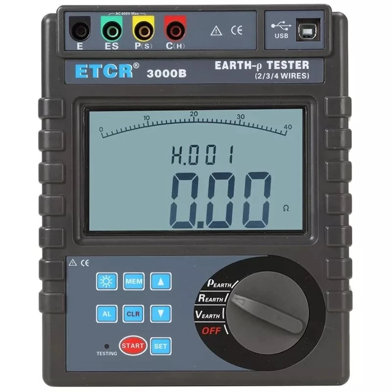 ETCR3000B Digital Ground Resistance Meter - 30KΩ 9000KΩM Auto Range