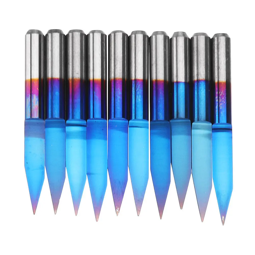 Drillpro 10pcs Nano Coated Carbide PCB Engraving Bits | 0.1-0.3mm 25 Degree