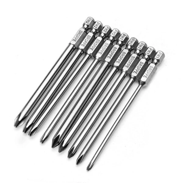 Broppe 9pcs 100mm Magnetic Hex Bits | Cross Head Screwdriver Set