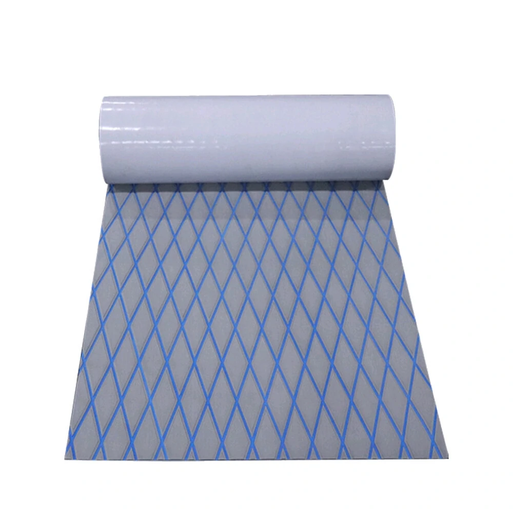 EVA Faux Teak Deck Mat - U-Trough Stick Gray Blue | Anti-Skid Boat Carpet