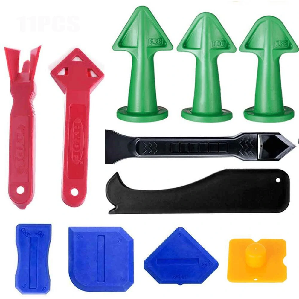 11Pcs Caulk Nozzle Scraper Set - Reusable Sealant & Grout Tools