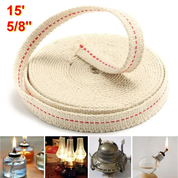 Flat Cotton Wick 5/8 Inch x 15 Feet | Oil Lamp & Lantern Replacement Wick 4.5M