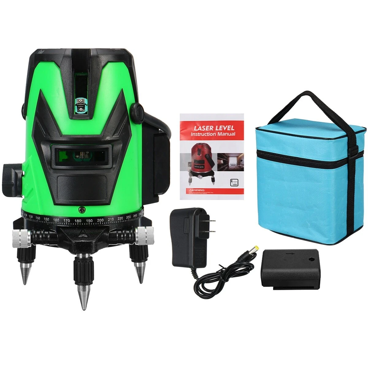 Green Self-Leveling 5-Line Laser Level | 3D 360° Rotary Cross Measure Tool