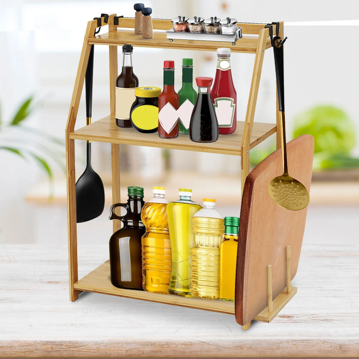 Spice Rack Organizer - 2 or 3 Tier Shelf for Seasoning Bottles & Jars