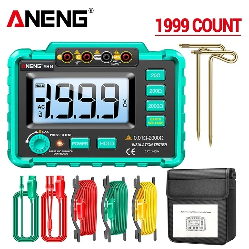 ANENG MH14 Megohmmeter - Green - 1999 Counts Ground Resistance Tester
