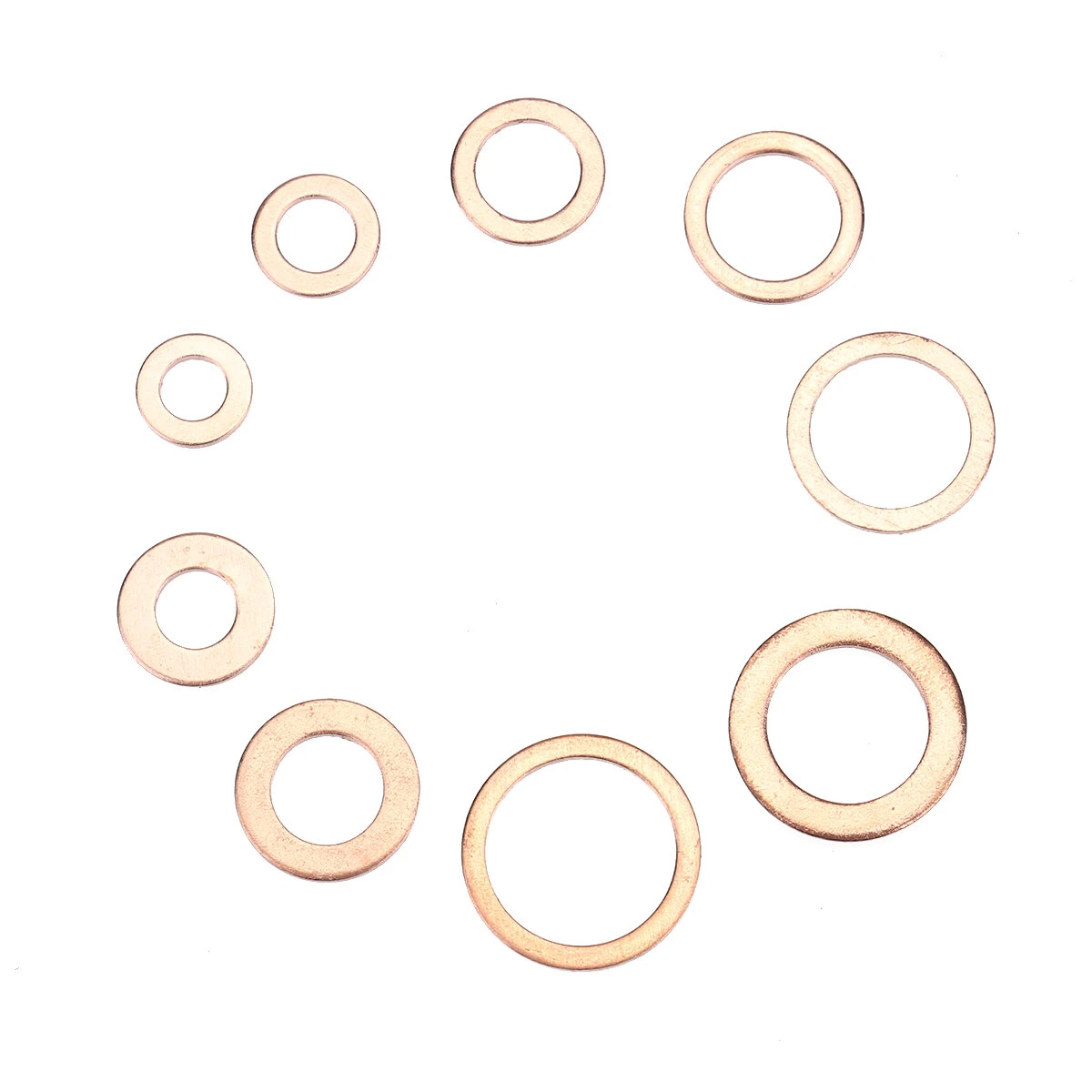 Copper Washer Gasket Set - 200Pcs Assorted Flat Ring Seal Hardware Kit