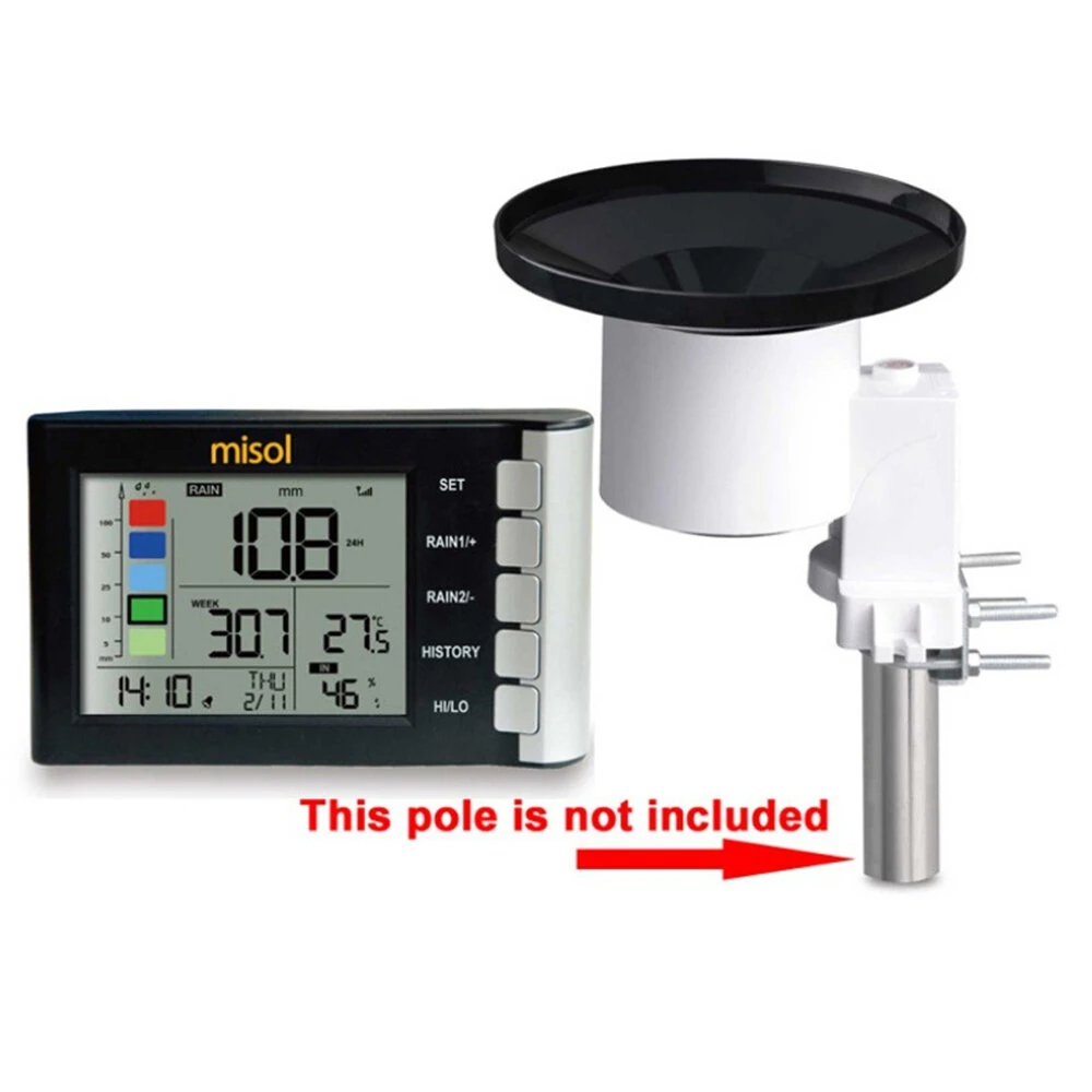 Wireless Rain Gauge - 433Mhz LCD Display | Indoor/Outdoor Temperature Humidity Monitor