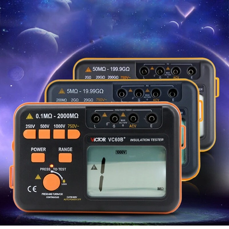 VICTOR VC60B/D/E+ Digital Insulation Resistance Tester | Megohmmeter 1000V