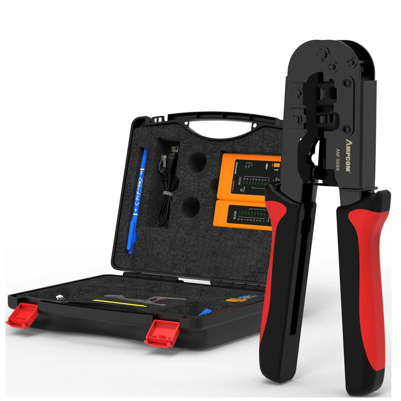 AMPCOM Network Pliers Kit | Crystal Head Tester & Stripper Press Tool Set