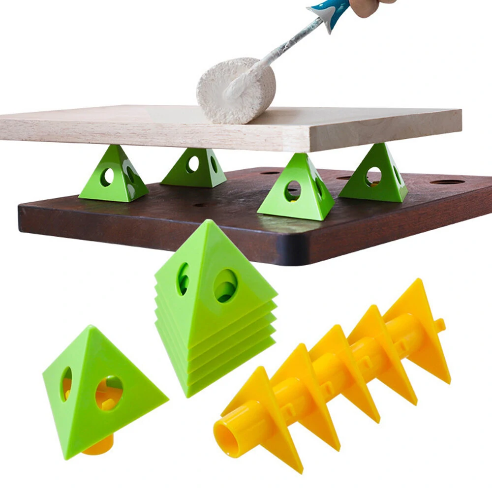 6-Set PVC Triangle Paint Brackets | 12PCS Woodworking Tool | Dual-Use Compact Design