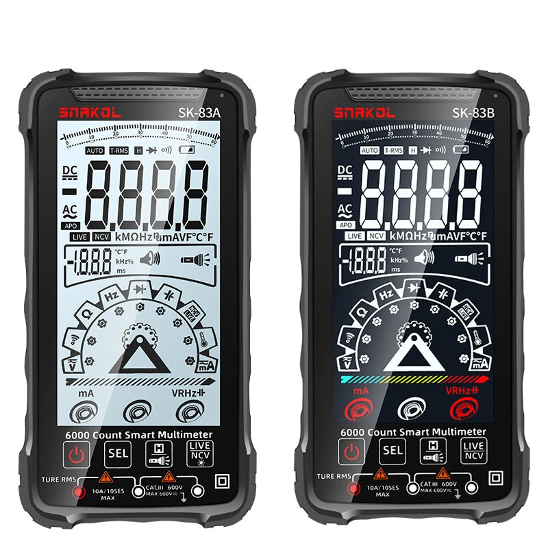 SK-83A/B Smart Multimeter - 6000 Counts, Auto-Ranging, NCV, Backlit LCD