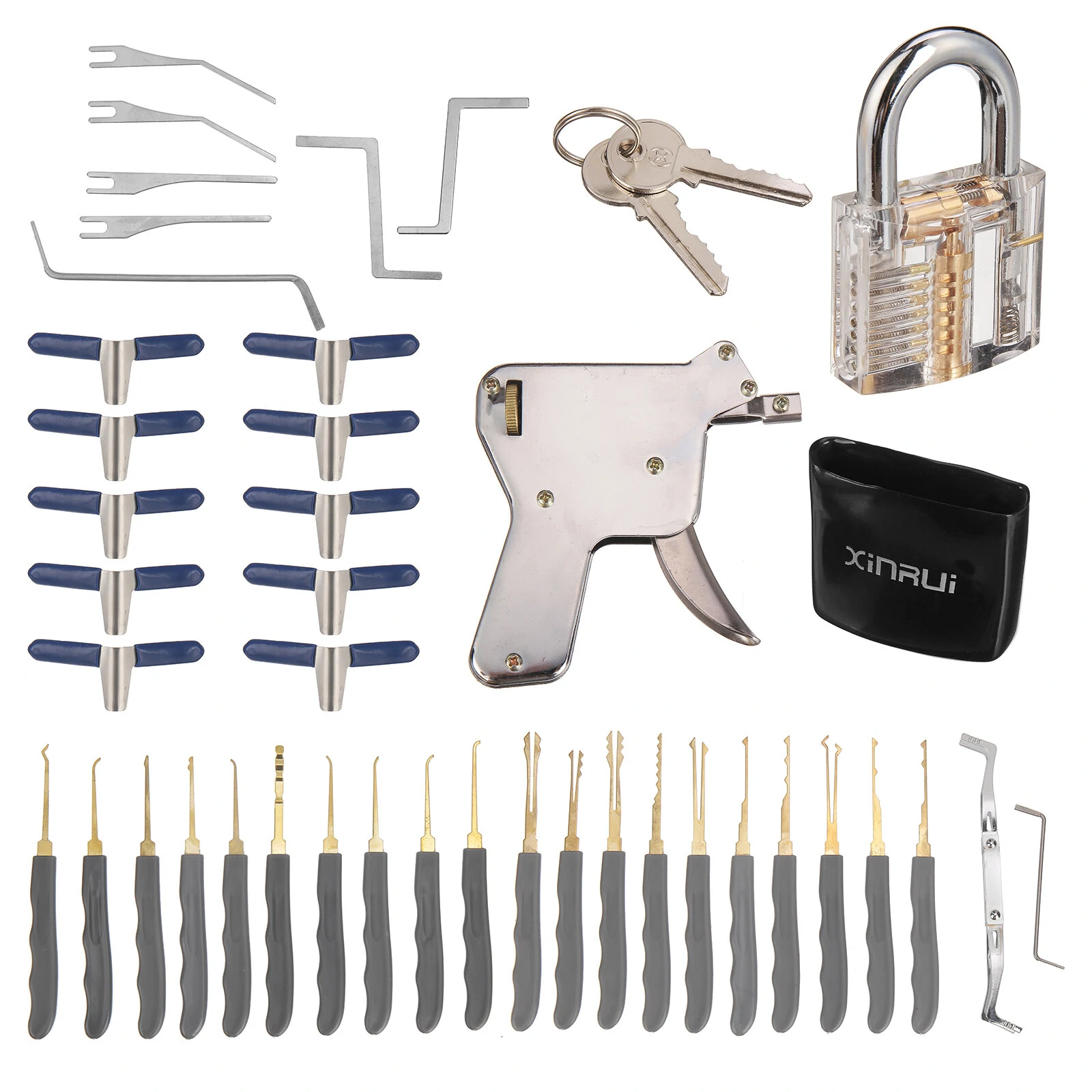 42PCS Rubber Padlock Lockpick Set | Open One-Word, Car & Padlocks | 42 Piece Tool Kit