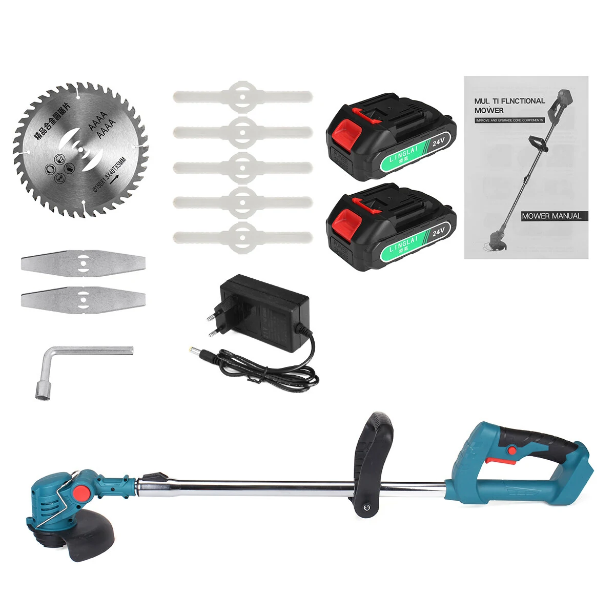 21V Cordless Electric Lawn Mower - Grass Trimmer & Weed Cutter Garden Tool