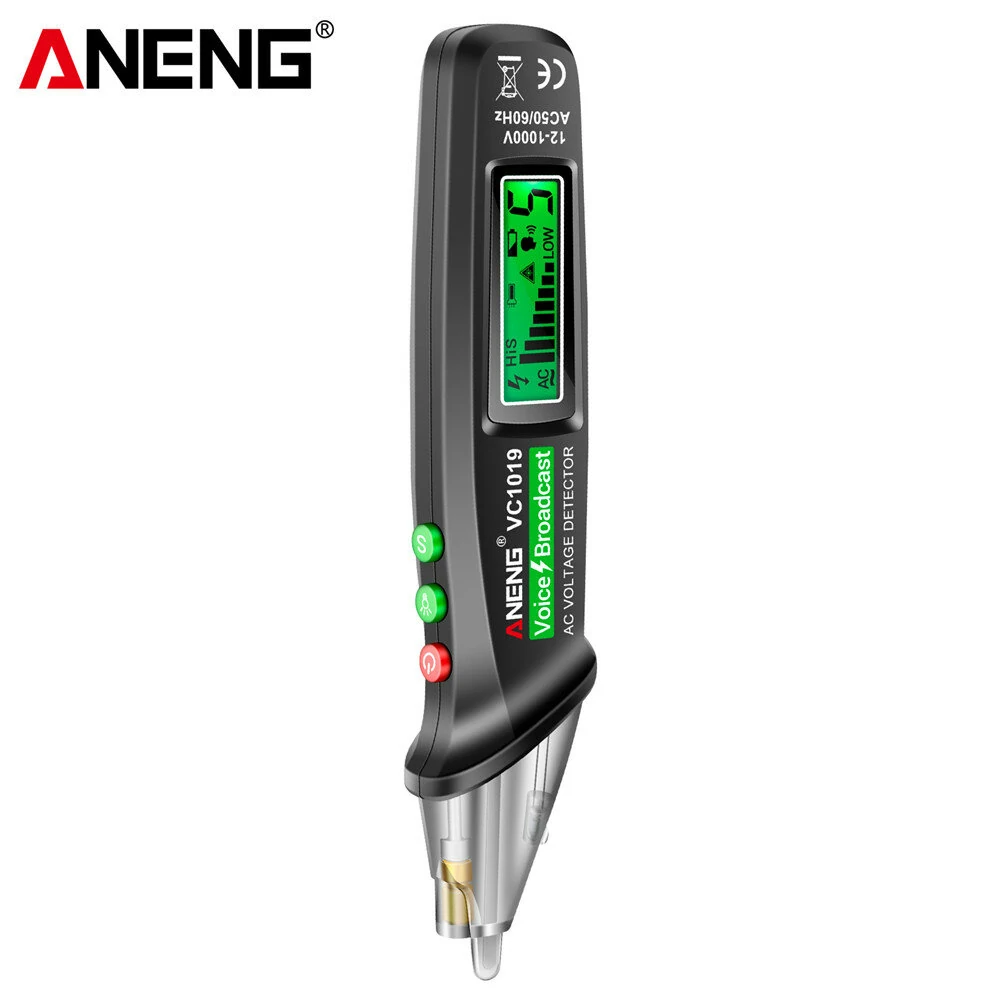 ANENG VC1019 Voltage Detector Pen | Non-Contact 12-1000V AC with Voice & Laser