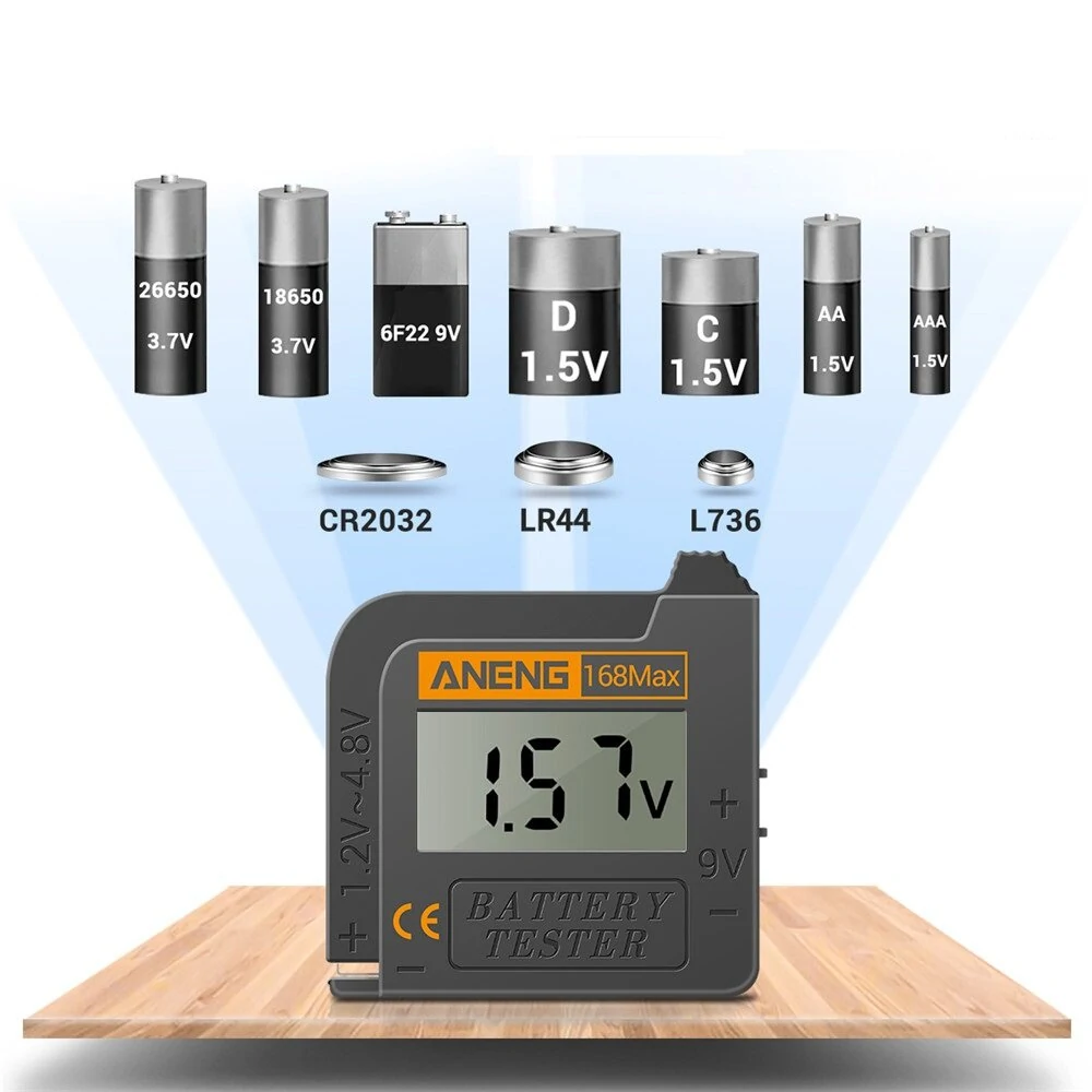 ANENG 168Max Battery Capacity Tester - Digital Load Analyzer for AAA AA Button Cells