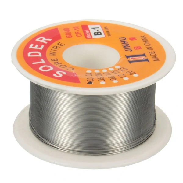 60/40 Tin Lead Solder Wire - 50g Reel, 0.3mm Rosin Core for Electronics