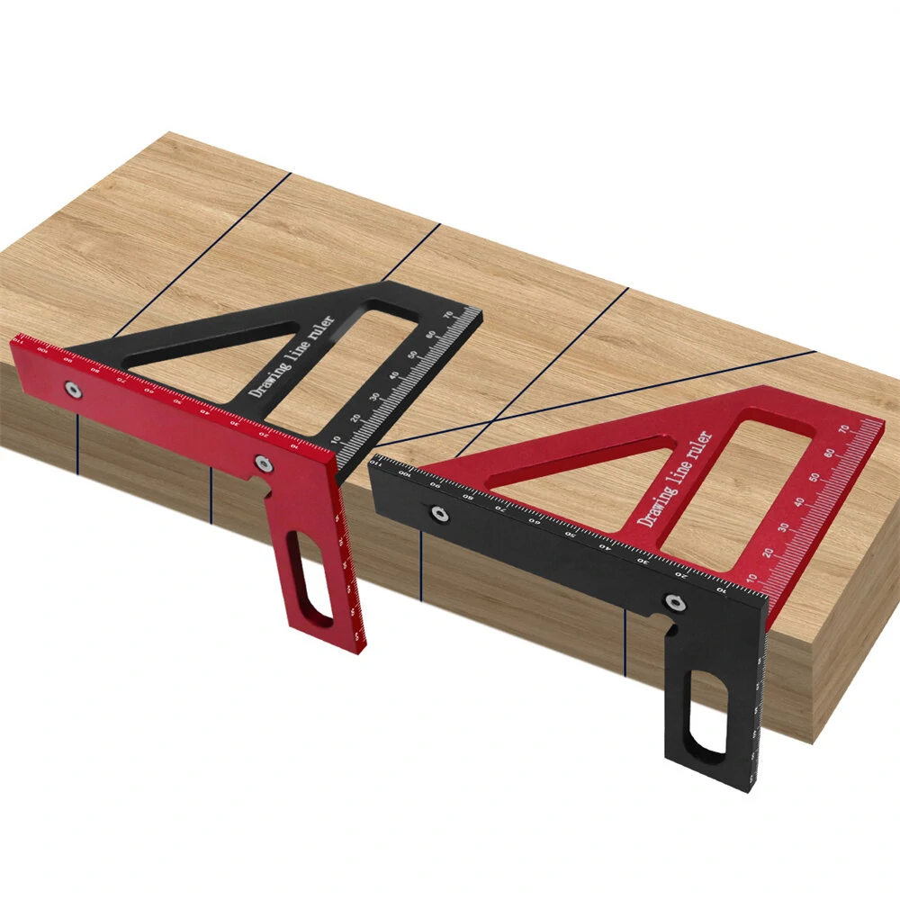Aluminum Alloy 3D Angle Ruler - 45/90 Degree Protractor for Woodworking