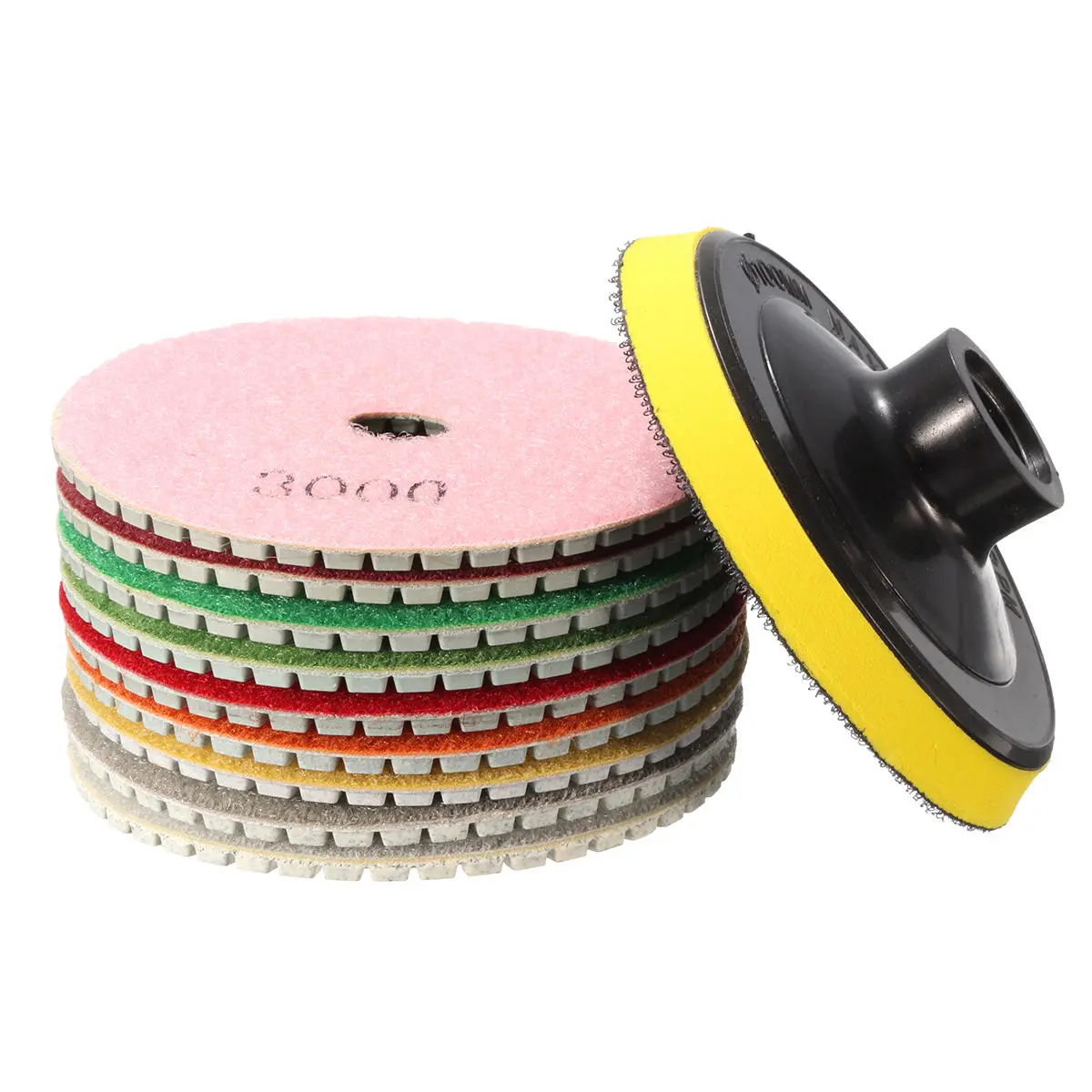 10pcs 4 30-3000 Grit Diamond Polishing Pads Set - Granite Concrete Marble