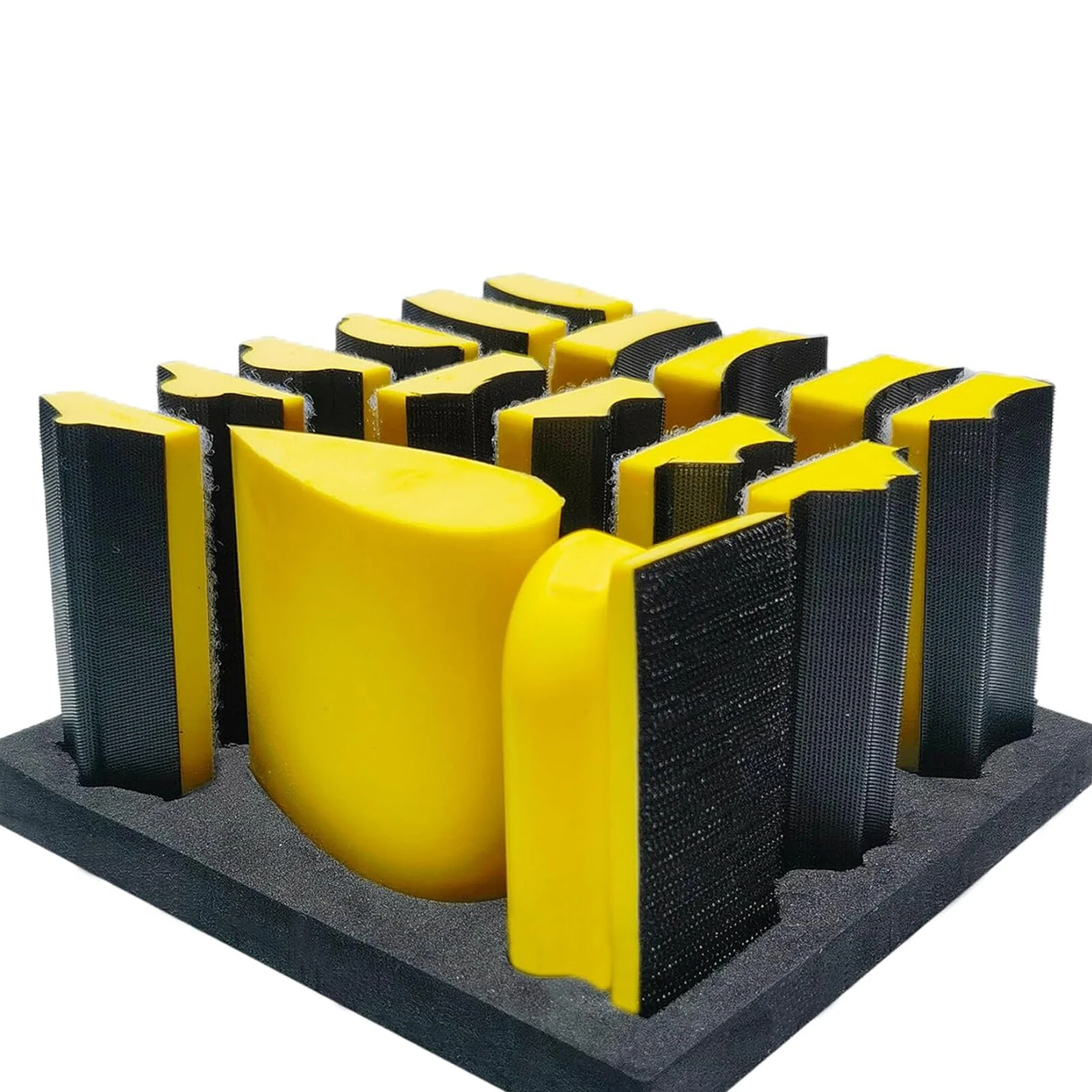 16 PCS Hand Sanding Blocks Set | Hook & Loop Interchangeable Design for DIY