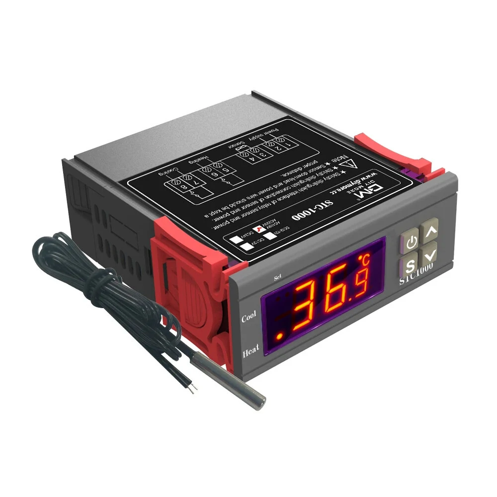 STC-1000 Digital Temperature Controller Thermostat - 12V/24V/220V - 10A Heating & Cooling Relay