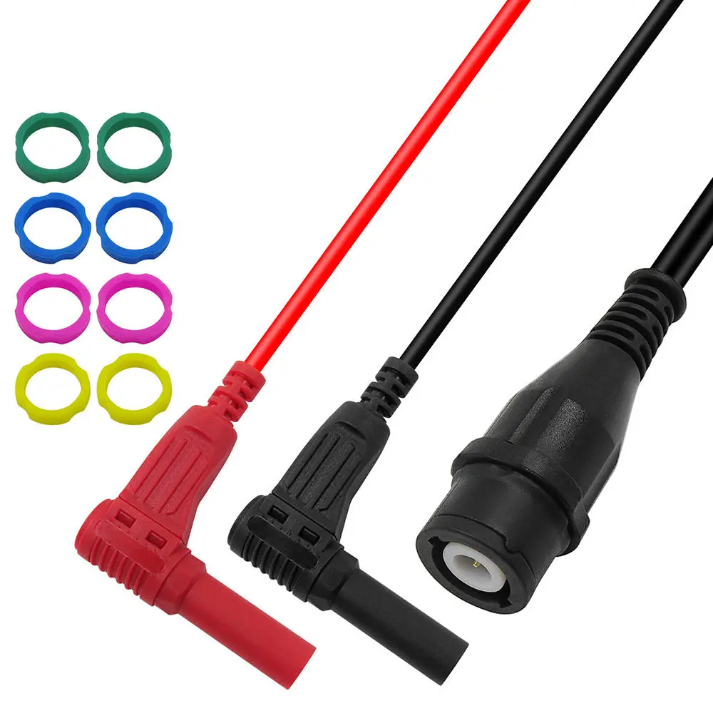 P1207 Fully Insulated BNC Safety Banana Plug Cable - 50 Ohm RG58 Coaxial Cable