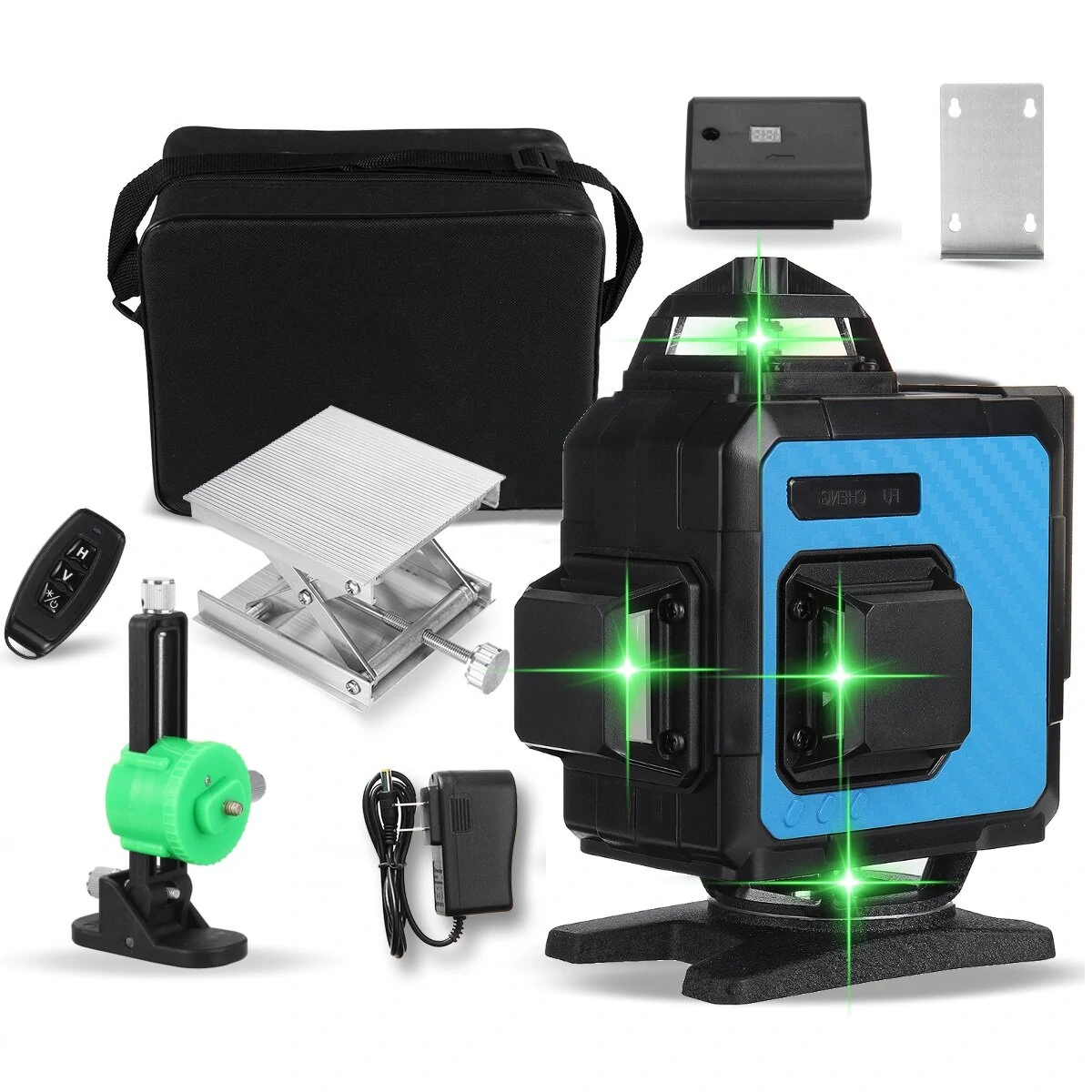4D 360° Rotatable Green Laser Level - 8/12/16 Lines - Auto Self-Leveling Tool