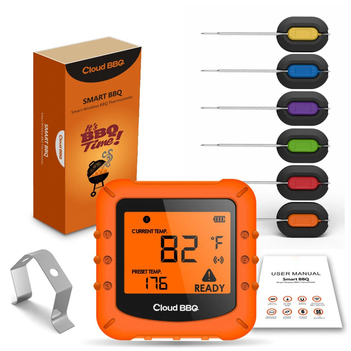 Smart Wireless Bluetooth Digital Thermometer - 6 Probes for Cooking & BBQ | iOS Android