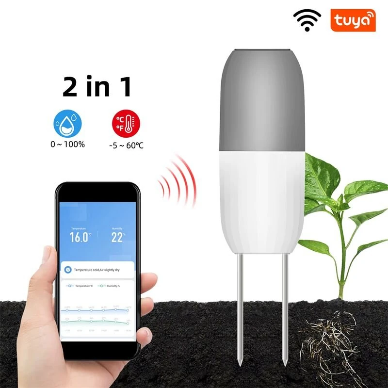 Tuya Smart WiFi Soil Sensor - IP65 Waterproof Real-Time Tracker for Gardening