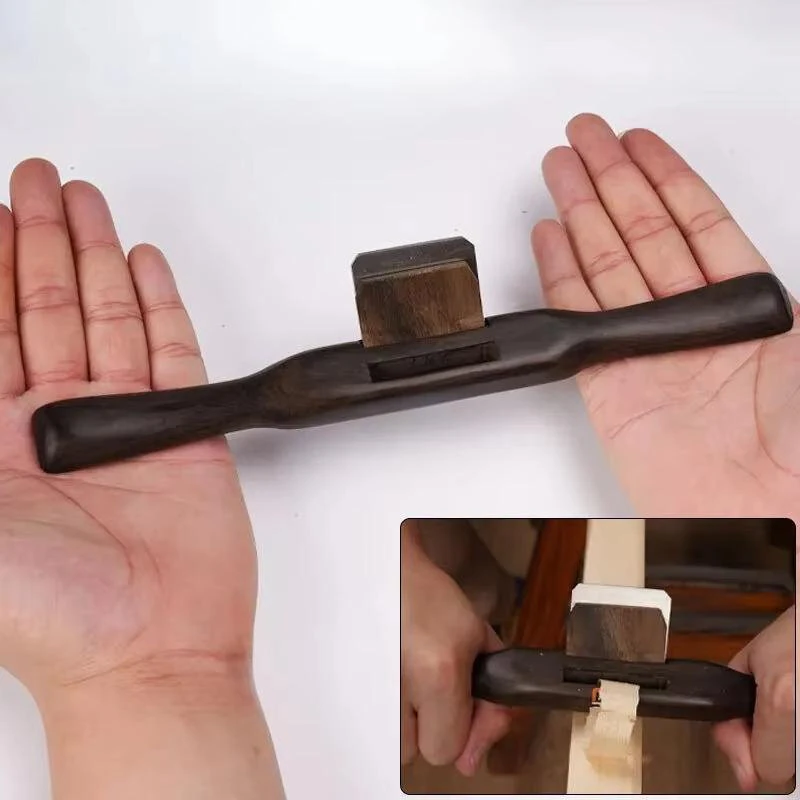 Ebony Hand Plane - 265mm Round Handle Wood Planer | Flat or Round Bottom