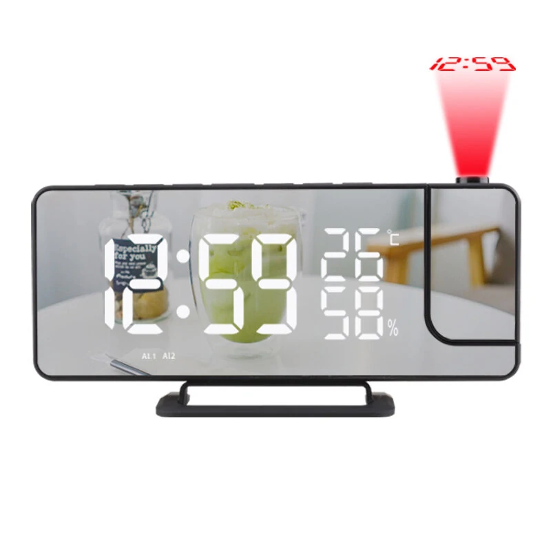 TS-9210-TFM-HW-R Alarm Clock | Time Projection, Radio, Temperature & Humidity Display