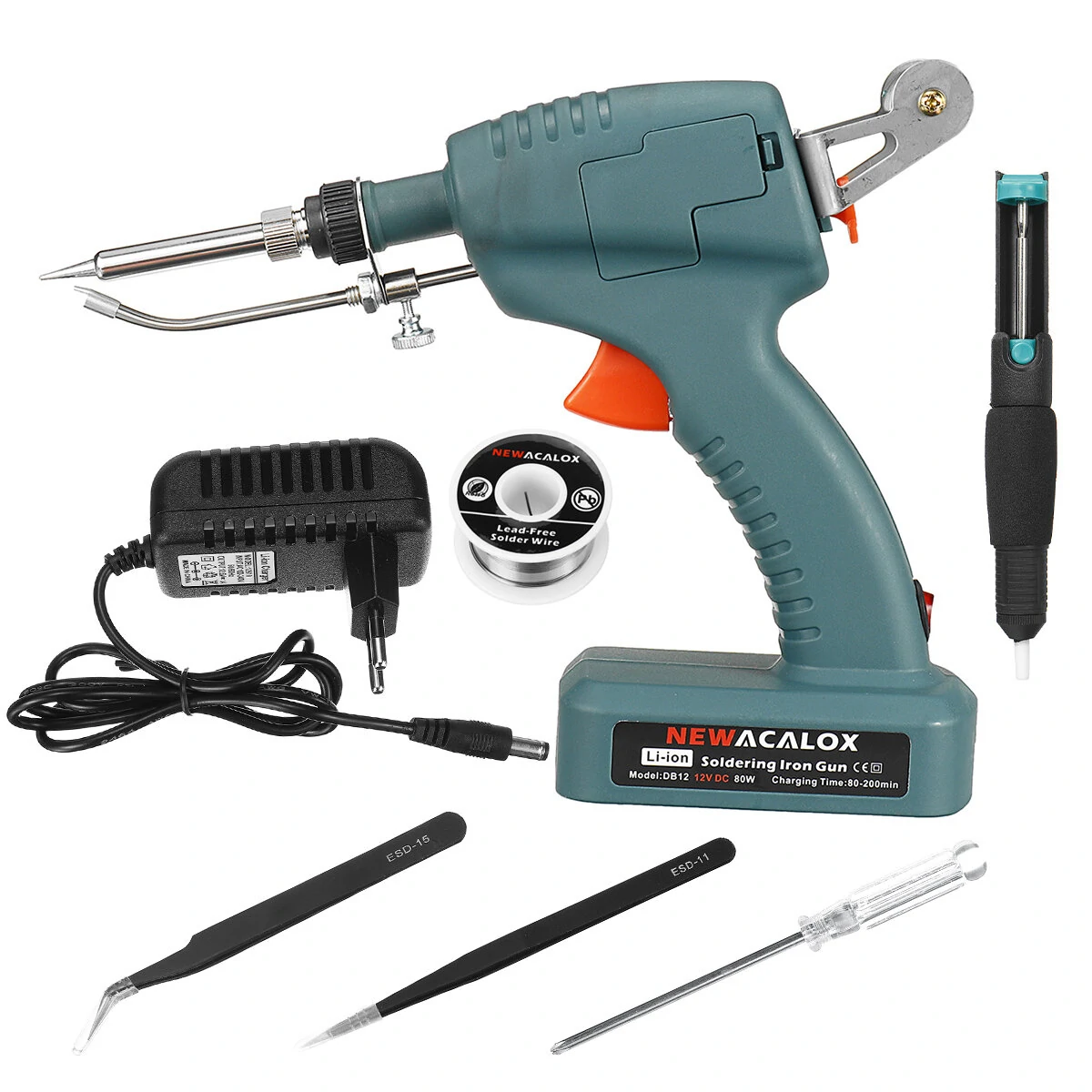 80W Cordless Soldering Gun - 12V Li-ion Rechargeable | Automatic Feed Welding Tool