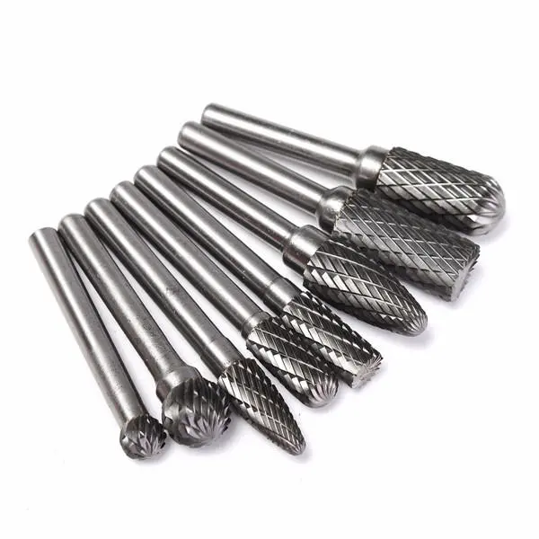 Tungsten Steel Rotary Burr Set - 8pcs 6mm Shank for CNC Engraving & Cutting