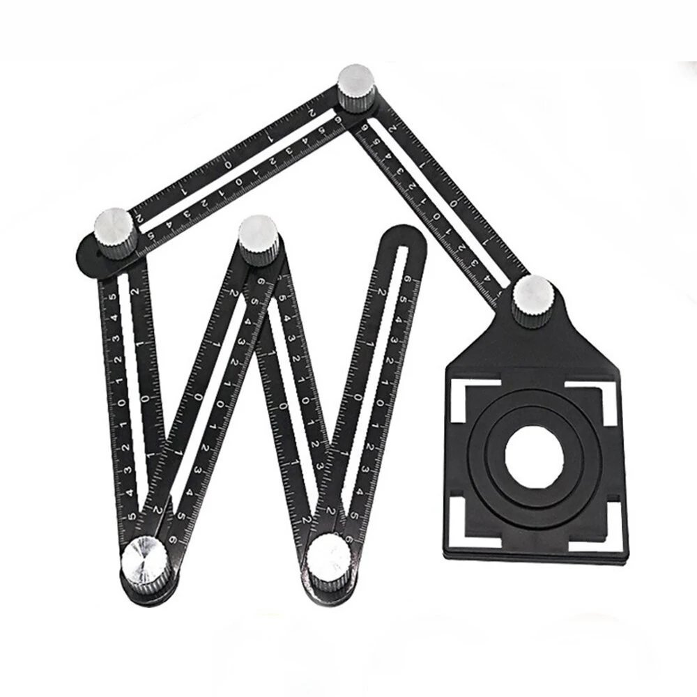 Adjustable Ceramic Tile Hole Locator - 6 Folding Angle Ruler Drill Guide Tool