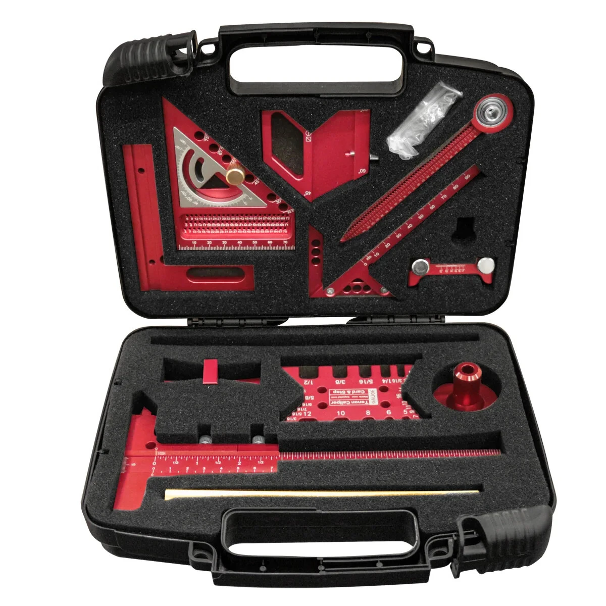 10pcs Aluminum Alloy Woodworking Square Kit - Multi-Angle Ruler & Compass Scriber