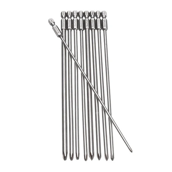 Broppe 9pcs 200mm Magnetic Hex Screwdriver Bits | Long Phillips & Slotted