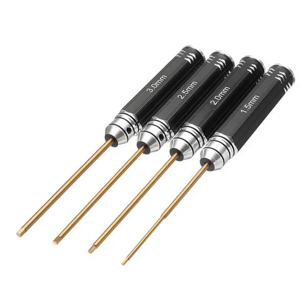4pcs Hex Screwdriver Bit Set - 1.5/2.0/2.5/3.0mm HSS Titanium Coated