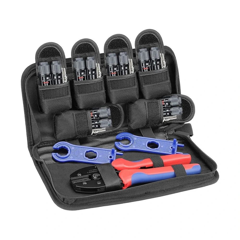 Solar Crimper Tool Kit - 12Pcs with 6 Connectors & Spanner Wrench for Solar Panel Installation