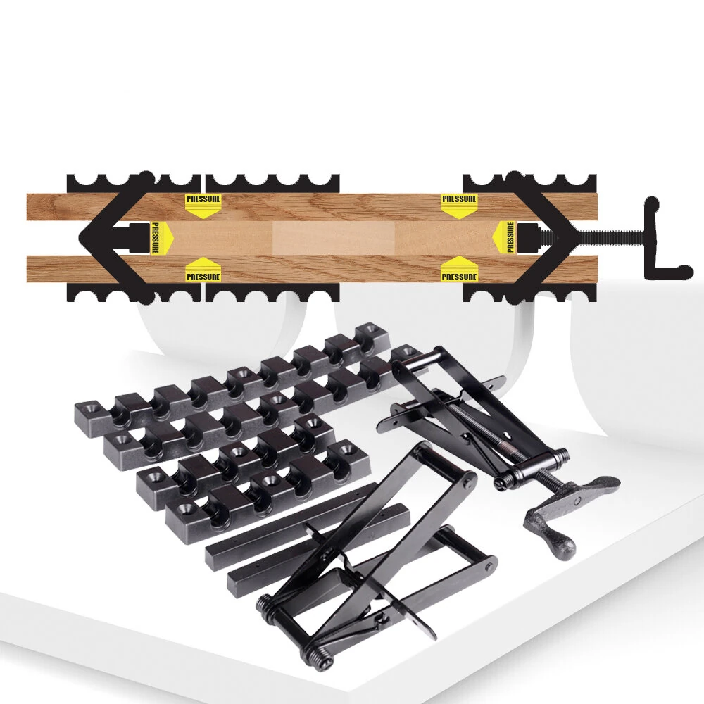 4-Way Pressure Clamp Kit - 1000 PSI Alloy Steel Panel Clamp System for Woodworking