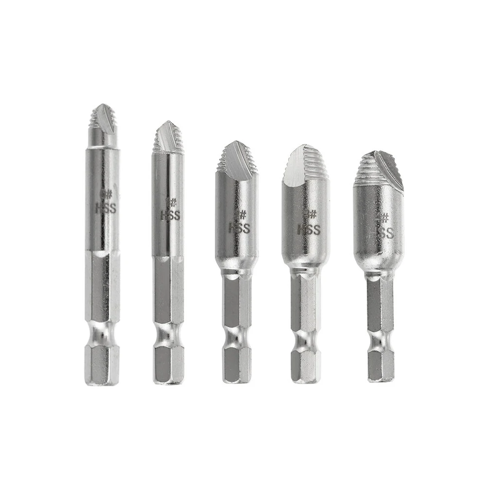 5 Piece Screw Extractor Set - Hex Shank for Stripped & Broken Screw Removal | Easy Puller Tool