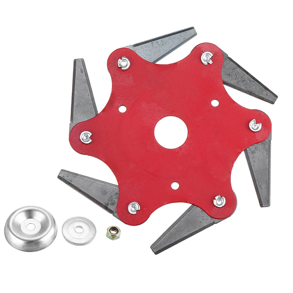 Upgrade Trimmer Head - 6 Teeth 65Mn Blade with Nut for Lawnmower