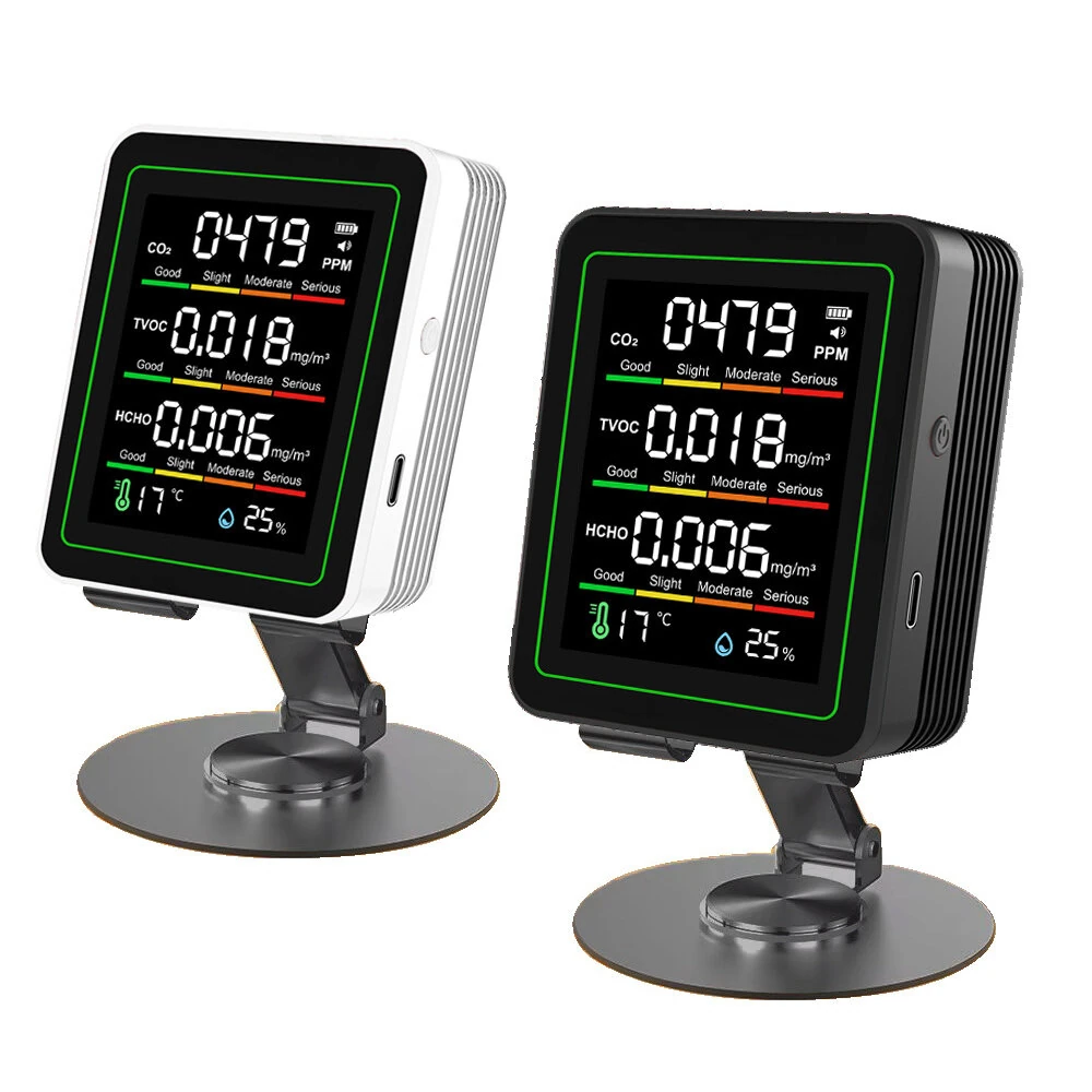 Upgrade 5in1 Air Quality Monitor | CO2 Formaldehyde Temp Humidity | Wifi APP Portable Indoor Outdoor ZN-MT11