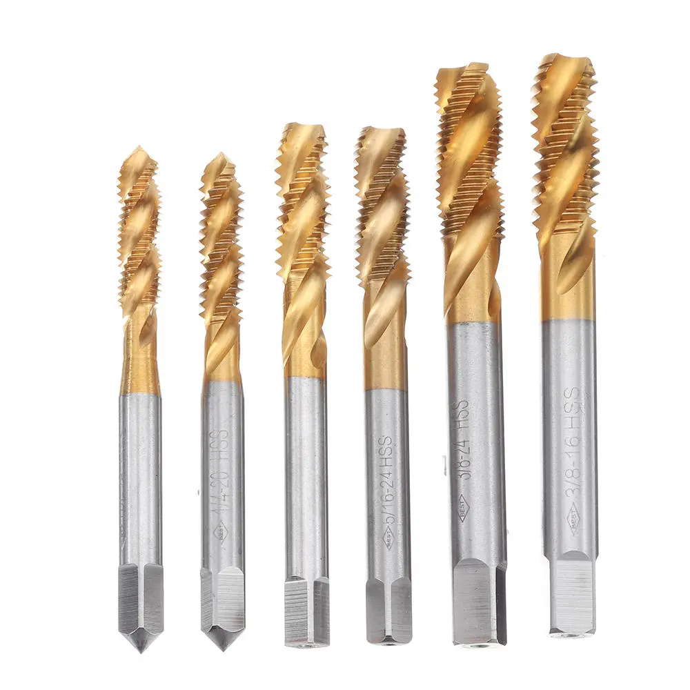 Drillpro HSS Imperial Machine Screw Plug Tap - Titanium Coated Spiral Flute
