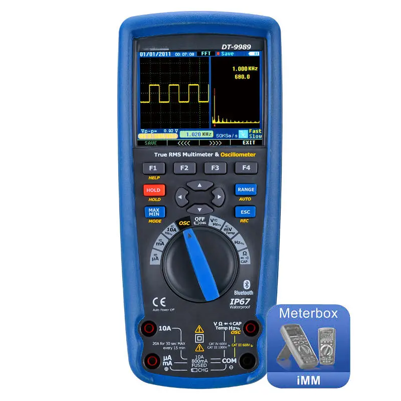 DT-9989 Digital Multimeter & Oscilloscope - LCD Color Screen | USB | Voltage Current Tester