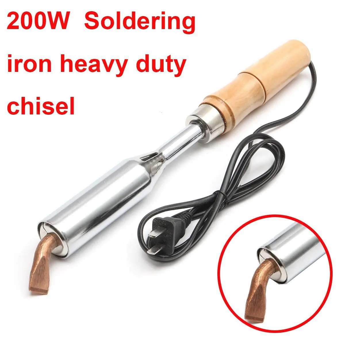 200W Heavy Duty Soldering Iron - 200 Watt Chisel Point Tool | AC 220V