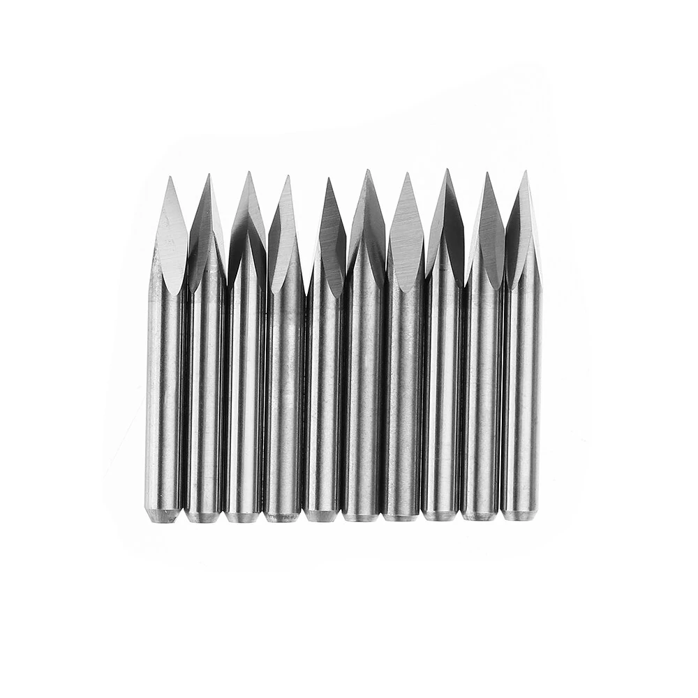 Drillpro 10pcs CNC Engraving Bits - 3.175mm Shank 0.1-0.3mm Tip | PCB Tool