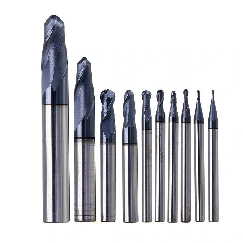 Drillpro Ball Nose Tungsten Carbide End Mill Cutter - R0.5-R5mm HRC55 TiAlN Coating