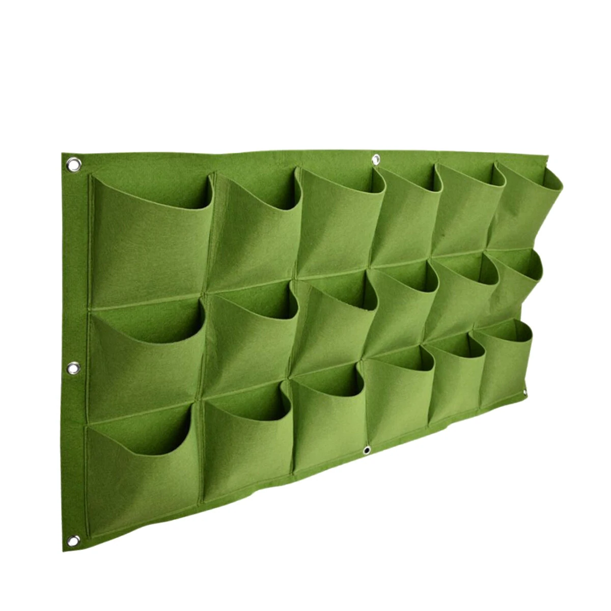 18-Pocket Wall Hanging Planter Bag - Vertical Garden Growing Pots Green