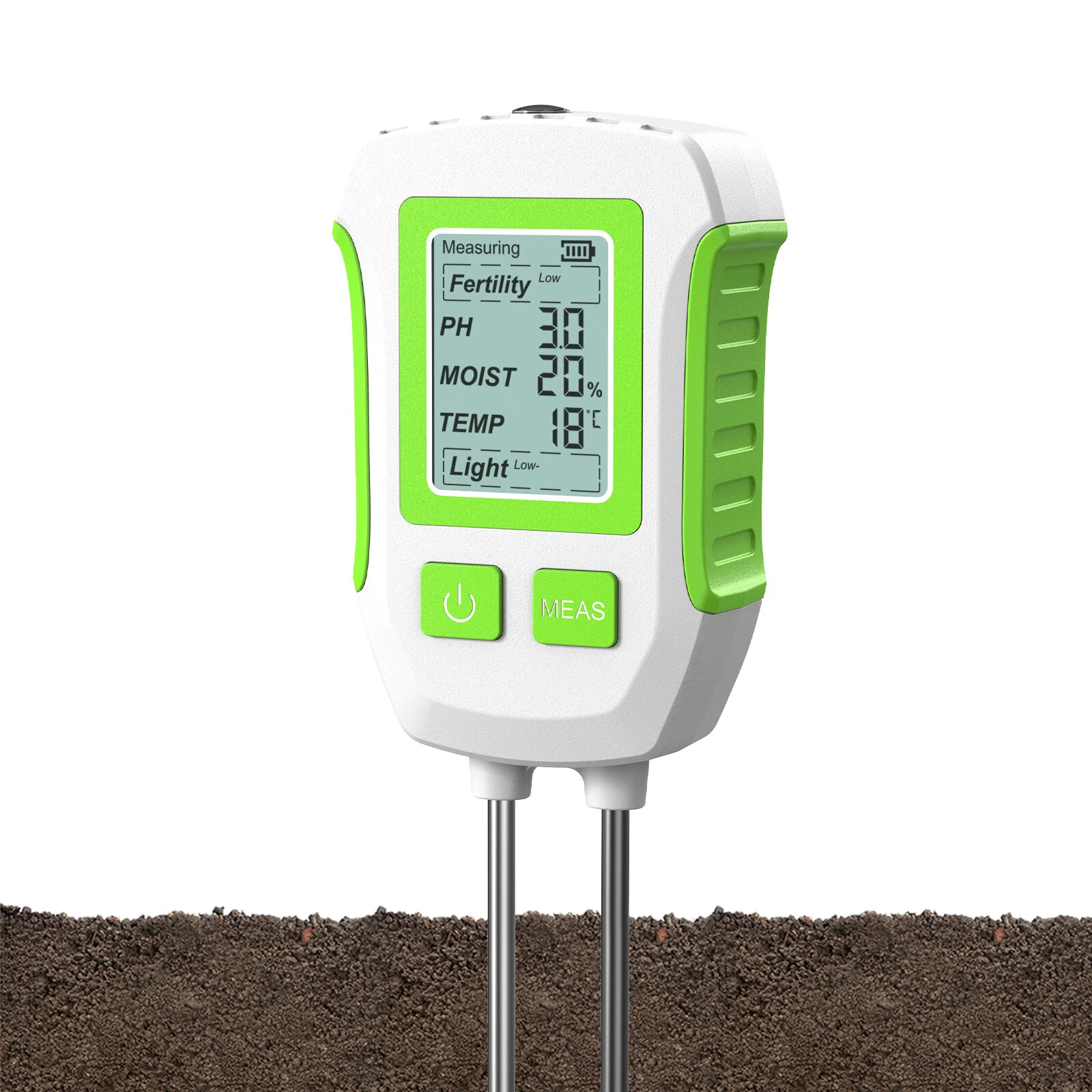 5 in 1 Soil Tester - Moisture, pH, Fertility, Temperature, Sunlight | LCD Display & Corrosion Resistant Probes